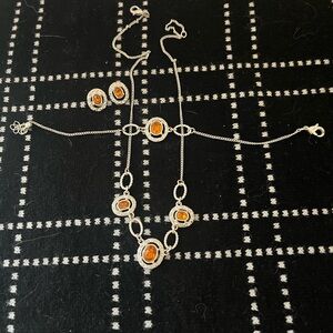 Chic Silver and Orange Necklace Set